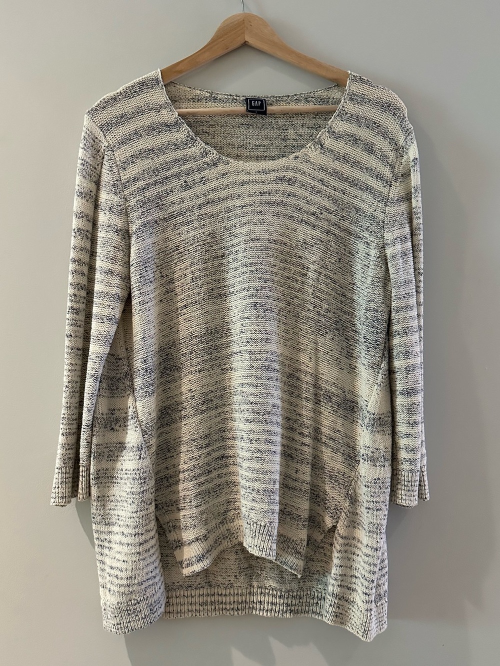 Gap Women's Cream and Gray Marled Sweater Sz L